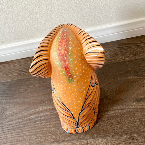 Colorful Hand-Painted wooden Owl Figurine 10 inches tall - Picture 5 of 9